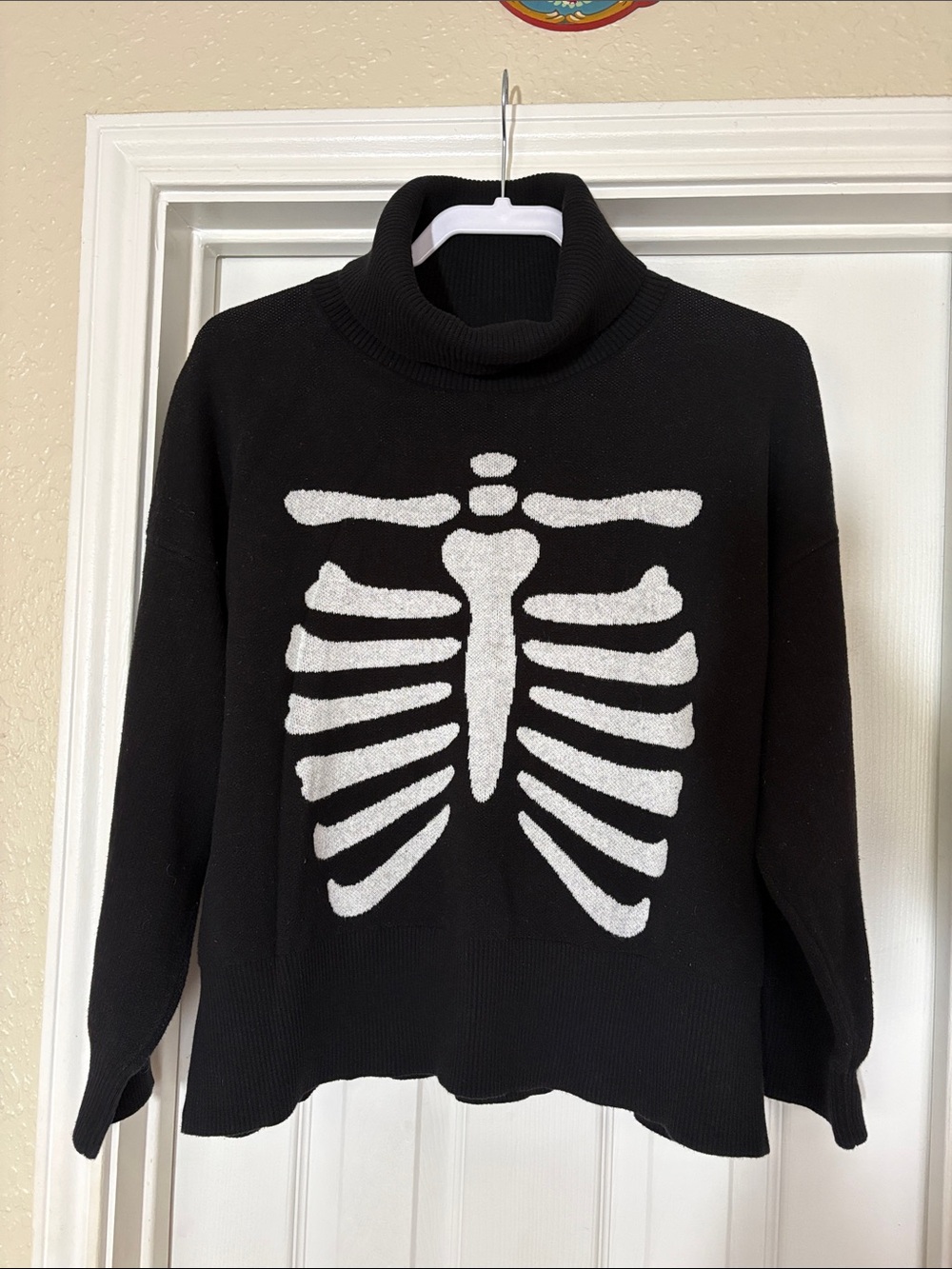 Modcloth Black Turtleneck Skeleton Sweater